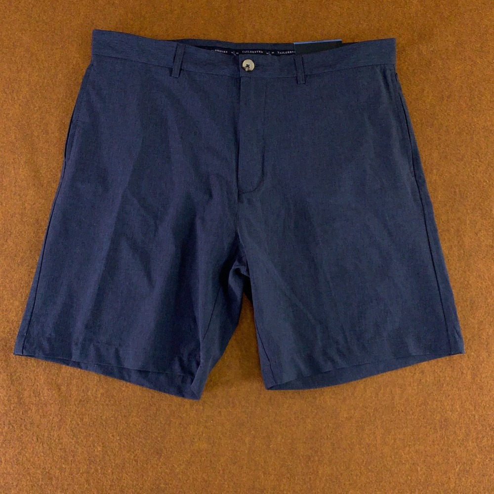 Tailorbyrd Mens Size 36 Blue Comfort Stretch Flat Front 8" Inseam Shorts NWT